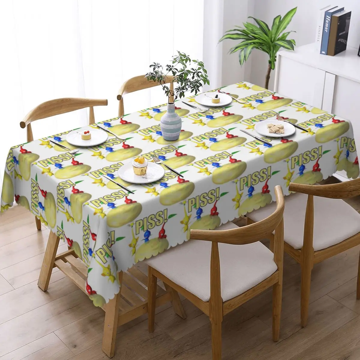 Plant Creature Video Game Pikmin Custom Rectangular Tablecloth Oilproof Table Cover for Festival Party Decorations Table Cloth