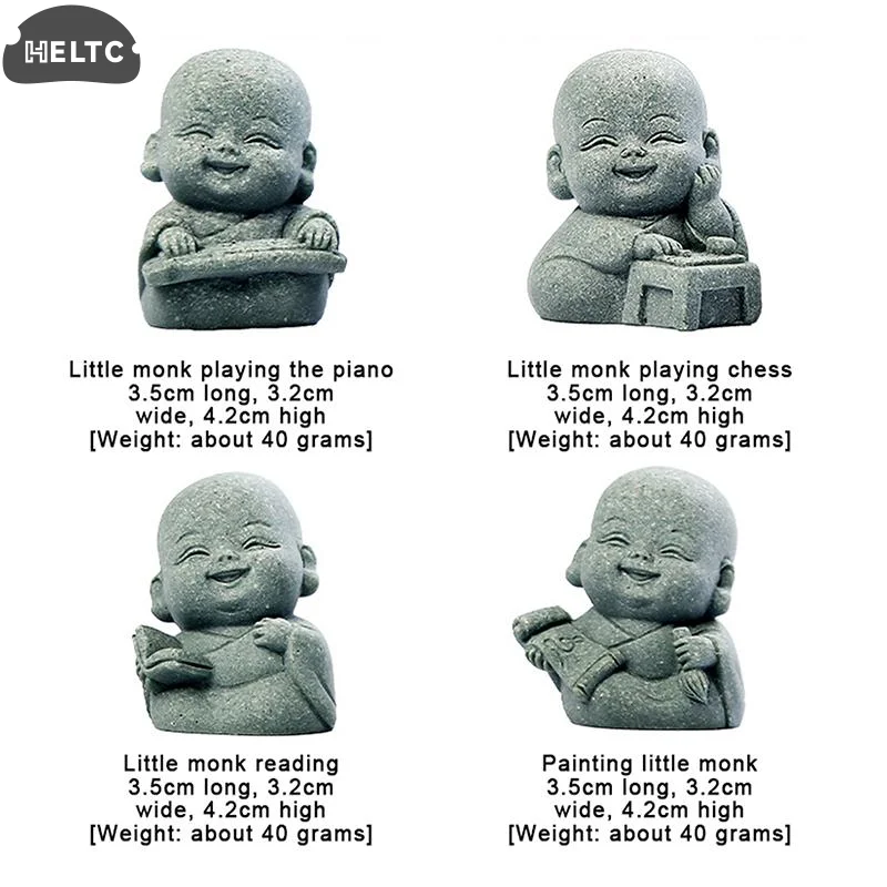 1/4Pcs Resin Home Decor Cute Stone Little Monk Statues With Serene Zen Vibes Ornament For Meditation Space Desk Meaningful Gifts