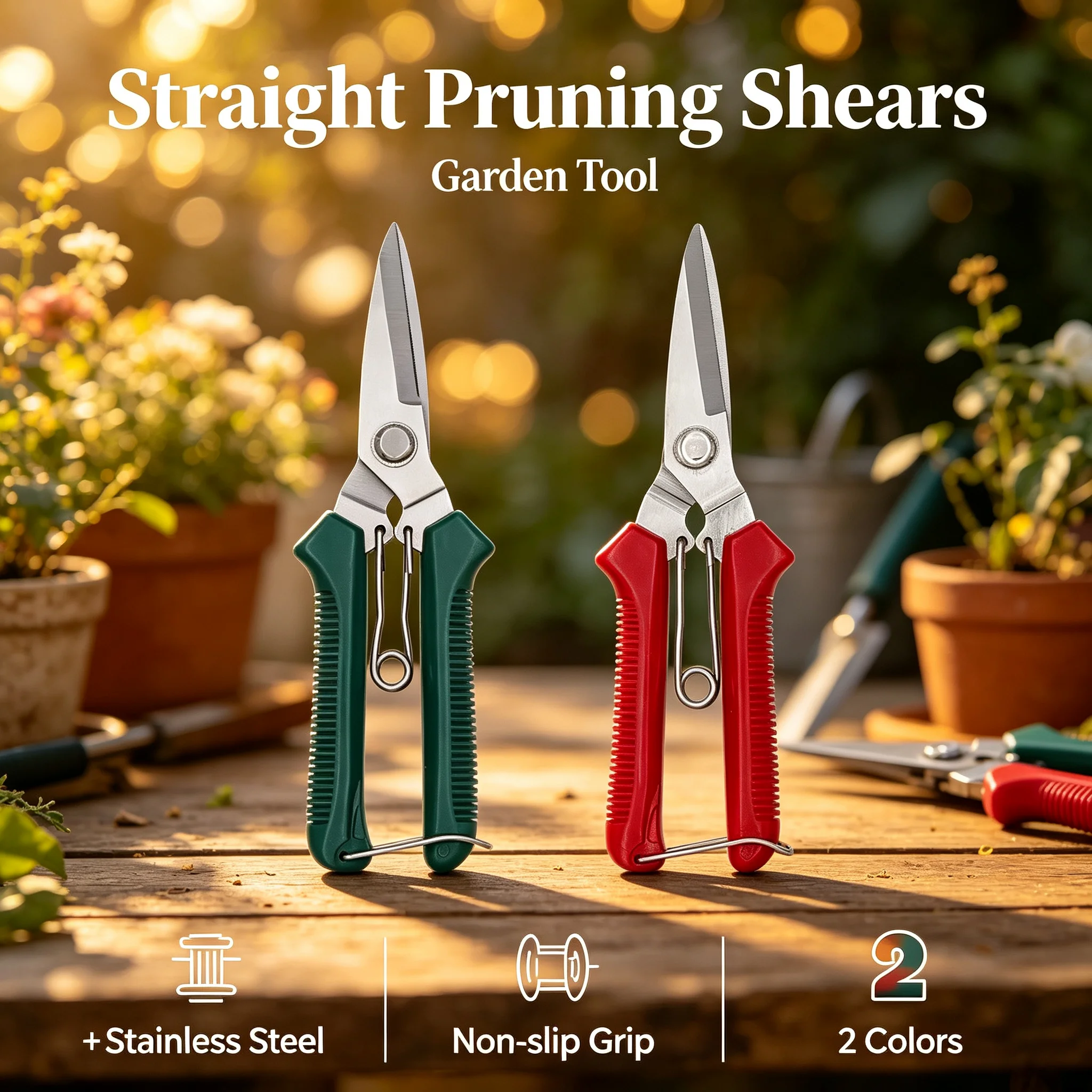 Straight Head Pruning Shears Non-slip HandleStainless Steel Outils Manuels Household Bonsai Garden Scissors Pruing Shear