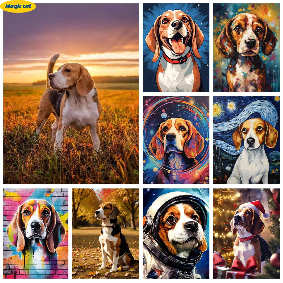 

Beagle 5D Diamond Painting Pet Dog Picture Handmade Diamond Embroidery Cross Stitch Animal Living Room Bedroom Wall Decoration
