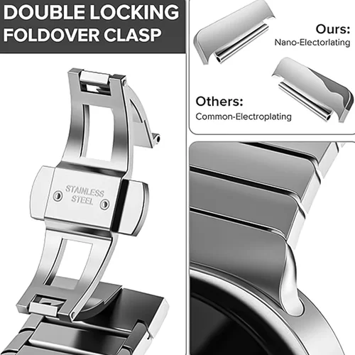 Imagen 2 del producto Correa de acero inoxidable/titanio para Samsung Galaxy Watch 8, 44mm, 40mm, Ultra 2, pulsera de Metal sin huecos, Galaxy Ultra 8 Classic