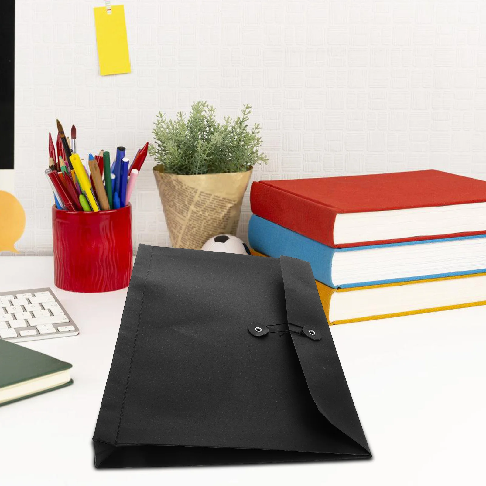 5 قطعة A4 حقيبة مغلف بطاقة سوداء كرافت ورقة منظم الملفات سعة كبيرة لتخزين المستندات المهنية المحمولة