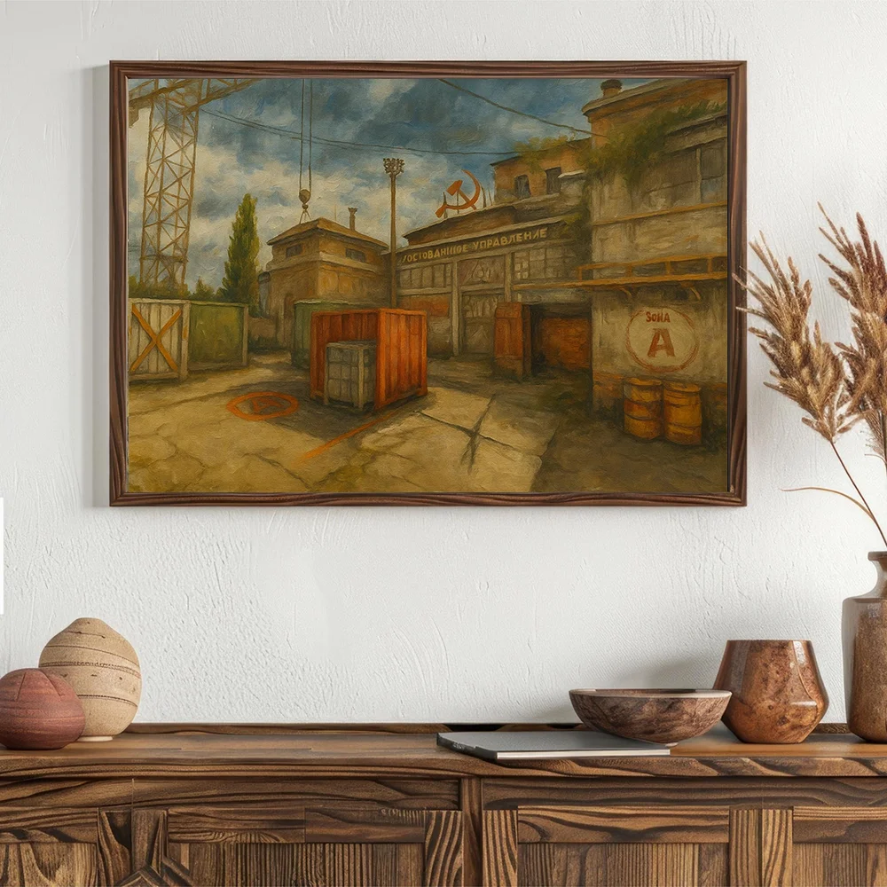 Dust 2 A Site Landscape Oil Painting Wall Art CS2 CSGO Merch Counter-strike 2 Gaming Map Picture Poster Artwork Decor Gamer Gift
