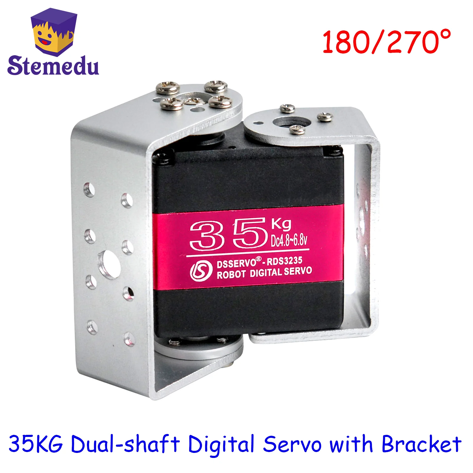 

Цифровой сервопривод с двумя валами и высоким крутящим моментом, 35 кг, высокоскоростной металлический механизм, 180, 270 градусов, роботизированный сервопривод для радиоуправляемых автомобилей, роботов