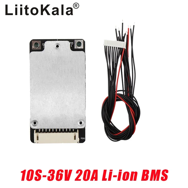 

1-10pcs LiitoKala 10S 36V 20A Li-ion Protection Board Li-ion Cell 18650 Battery BMS Board With Balance for Electric Car Inverter