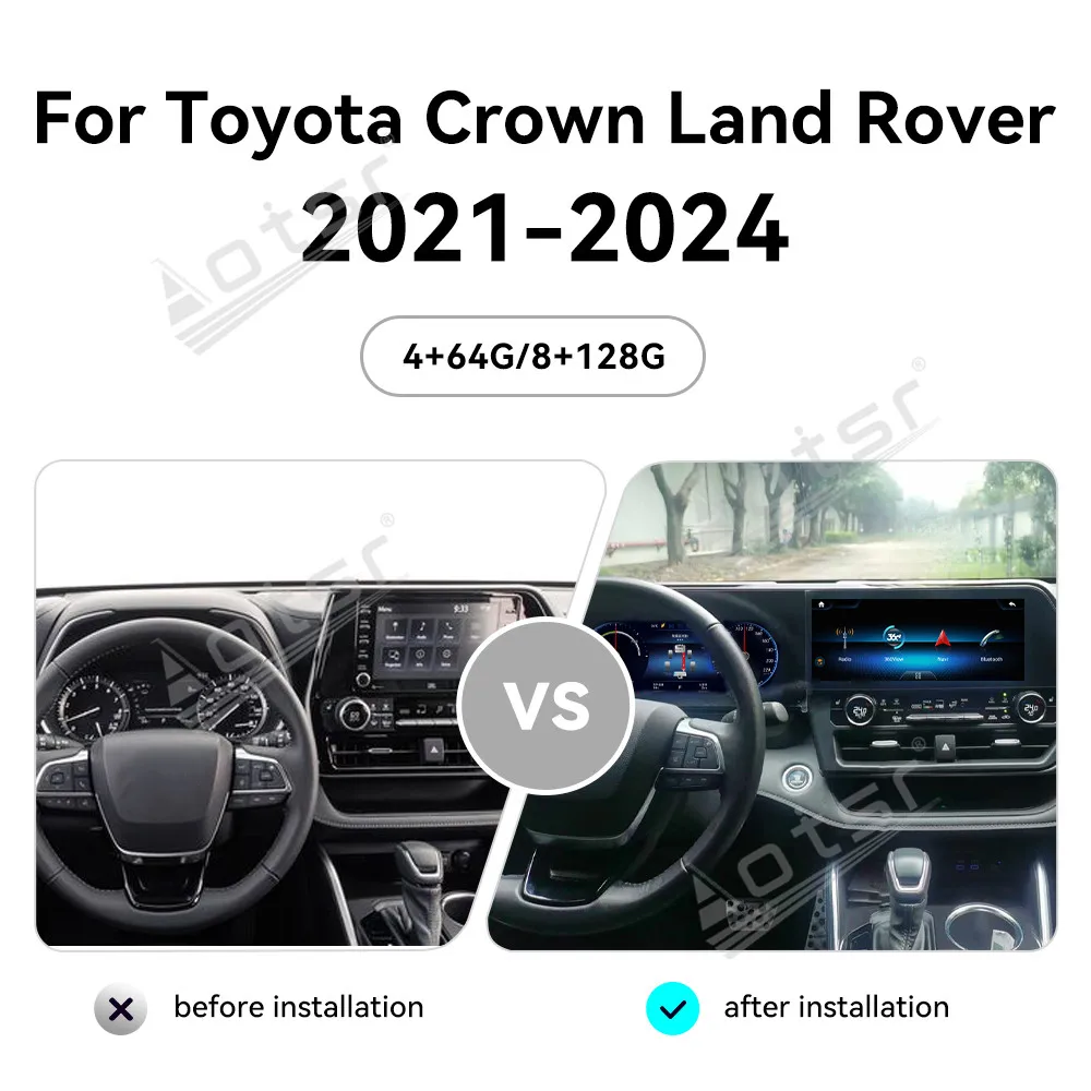 24.4 Inch Touch Large HD Screen For Toyota Crown Land Rover 2021-2024 Car Stereo Radio Android 13 Auto Panorama Wireless GPS