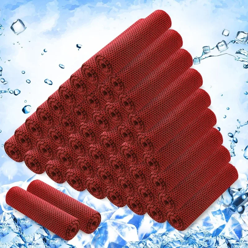 

50 Pack Cooling Towels, 40"x12" Yoga Towels Ice Breathable Soft Chilly Sweat Rag Microfiber Workout Rags for Neck and Face