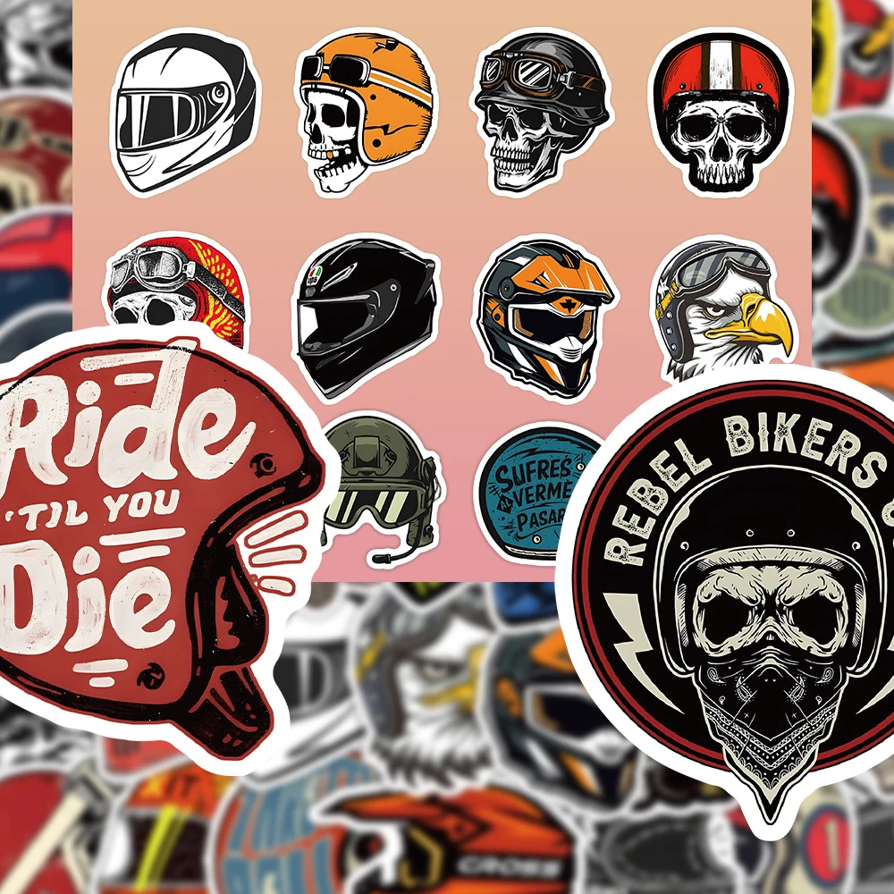 

10/30/50pcs Cool Cartoon Skull Helmet Stickers Gothic Graffiti Sticker Skateboard Phone Notebook Bike Creative Decals Wholesale