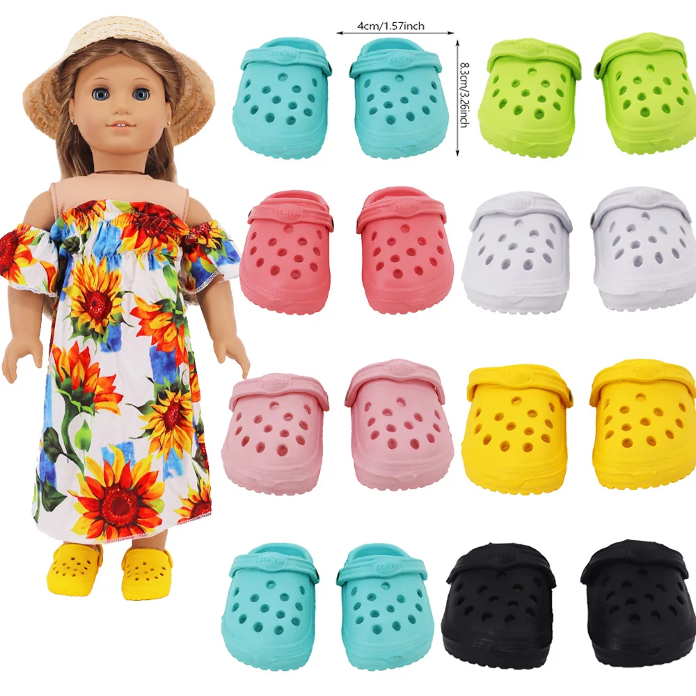 Beach Sandals Croaked Doll Shoes for 18Inch American Doll&43Cm Reborn Baby Doll Clothes Accessories for Our Generation Girl Toy