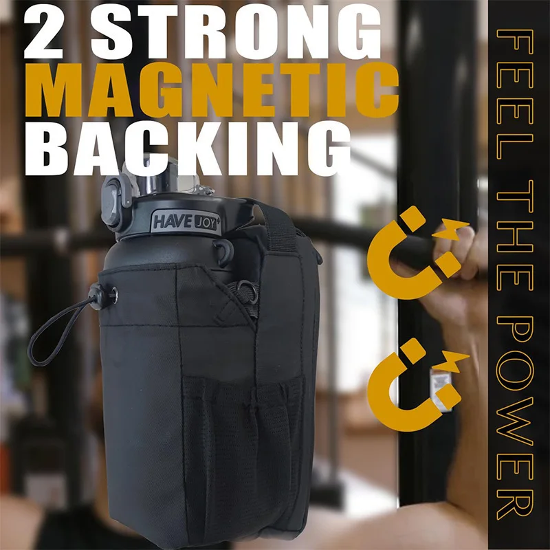 Popular Fitness Magnetic Kettle Bag Water Cup Messenger Bag Gym Mobile Phone Key Handbag2 Magnets Black