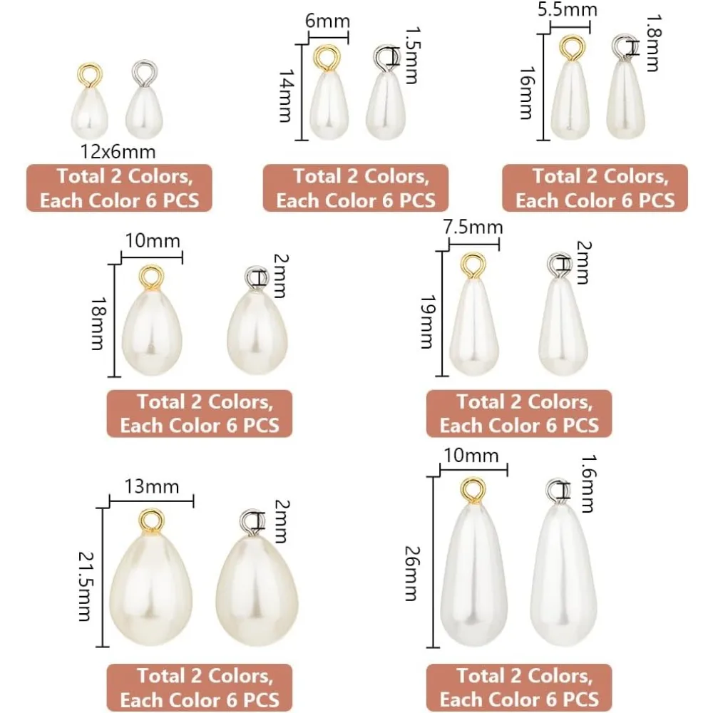 Pearl Charms Connectors plastic Pearl Pendants White Faux Pearl Pendants for Necklaces Earrings Decor