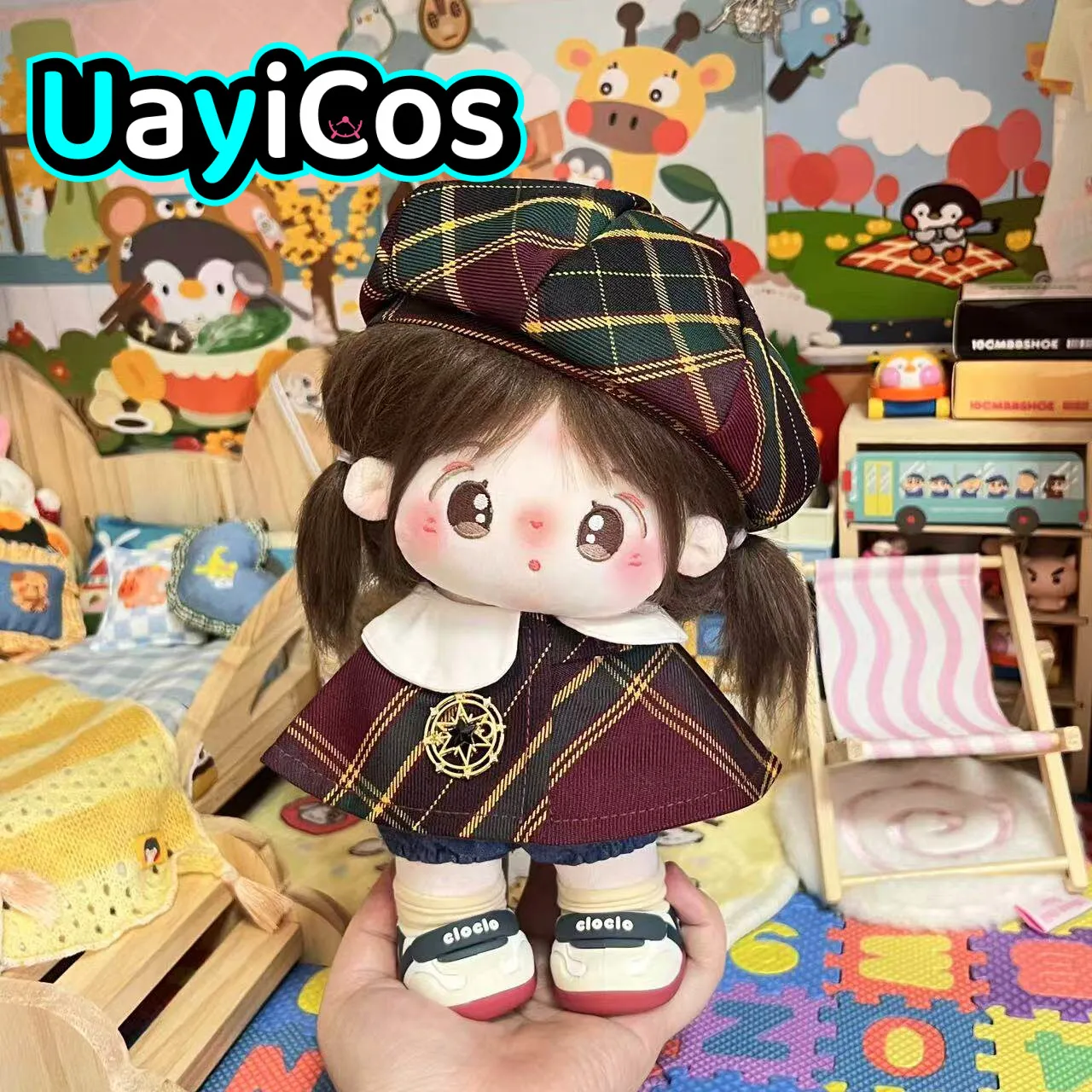 

In Stock 20cm Doll Clothes Magic Academy Cloak Plaid Hat Clothing Costume Suit Doll Accessories Anime Game Toy Kids Gifts Cospla