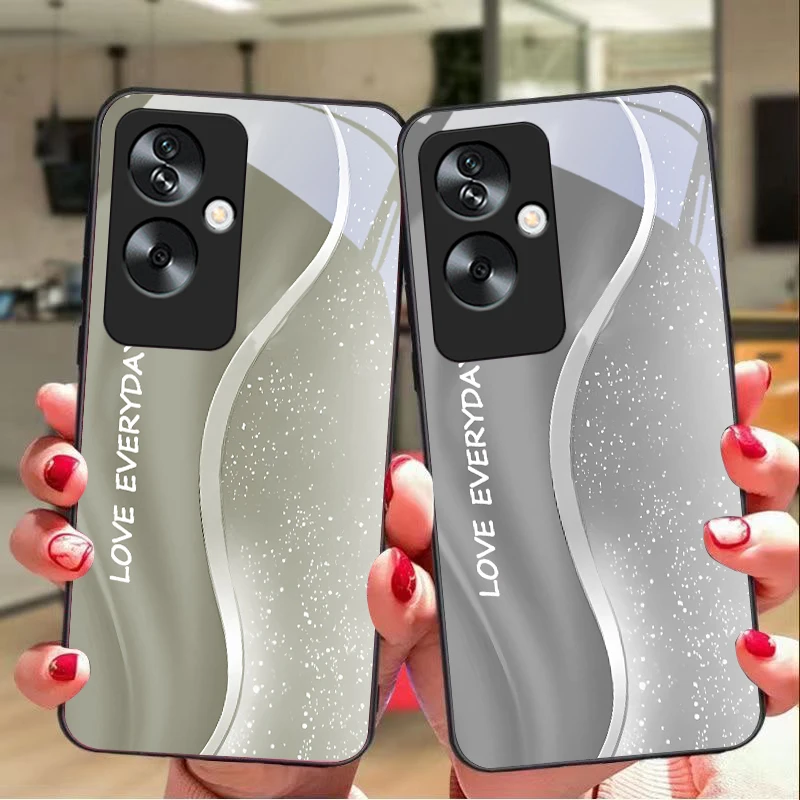 

Velvet Gradient Blue For Oppo A79 5G 58 78 74 60 4G Reno 11F Realme GT 6 11 Note 50 10 C55 X2 Tempered Glass Black Phone Case
