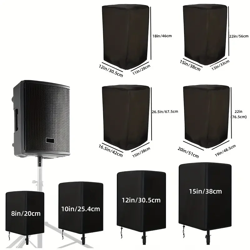 1pcs Durable All-Weather Speaker Cover - Waterproof, Dustproof & Sun-Resistant Polyester for Indoor/Outdoor Use, Black
