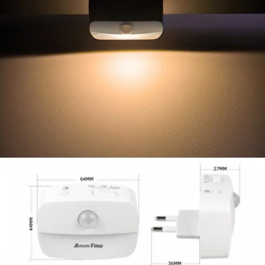 

Motion Sensor Night Light EU Plug In 220V Battery Powered Motion Detector LED Night Lamp for Bedroom Closet Kitchen Toilet Stair