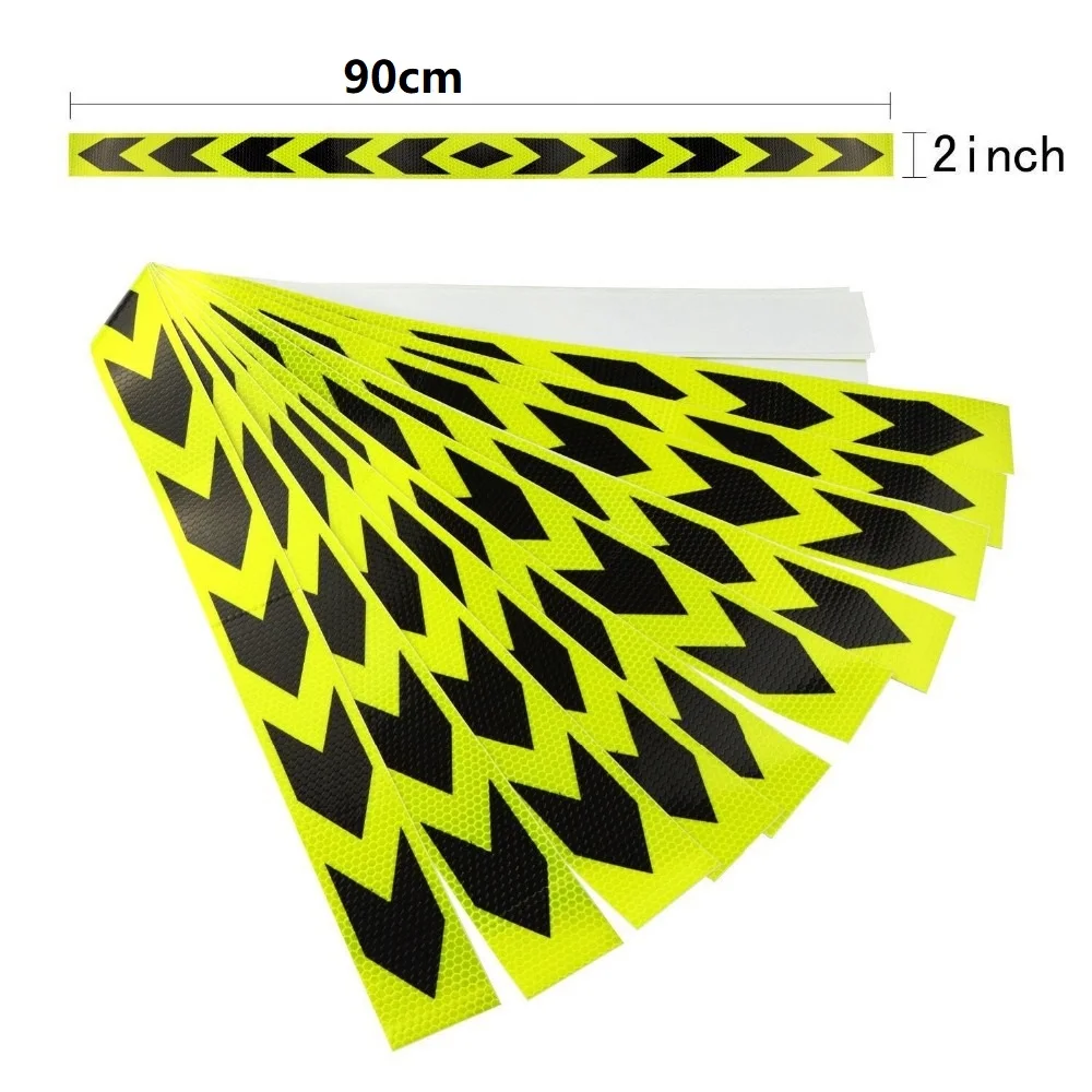 5 cm * 90 cm Fluorescente Giallo-Nero Freccia Nastro Adesivo Riflettente Avvertimento di Sicurezza Adesivi Impermeabili Striscia Riflettori Ad Alta Luce