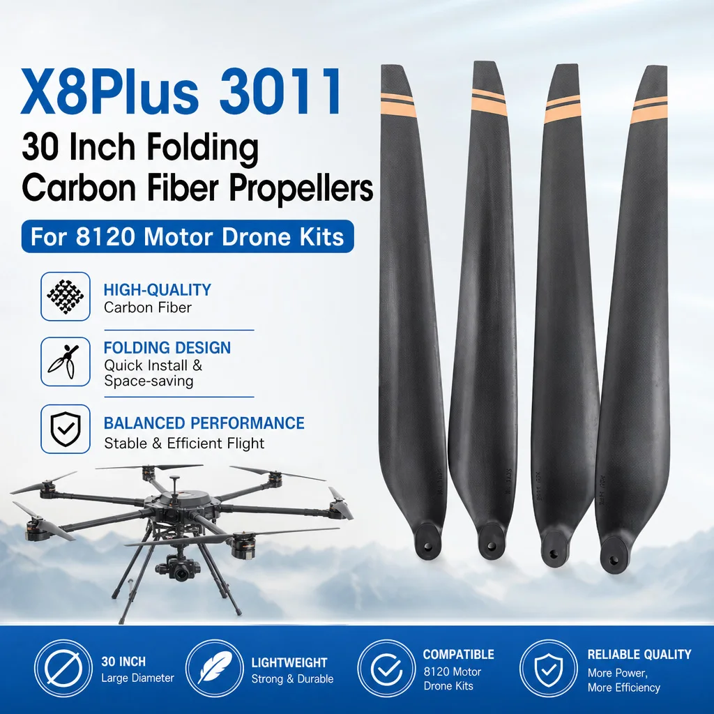 Hobbywing X8Plus 3011 30 Inch Carbon Fiber Folding Propellers Compatible with 8120 Motor Drone Kits