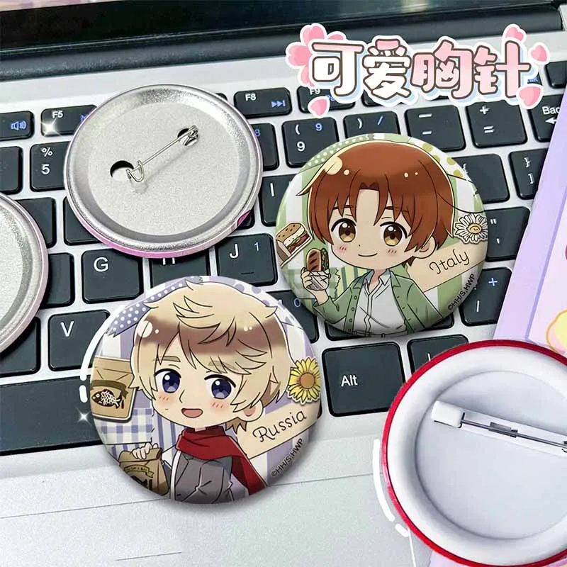 Anime Hetalia Soft Button Badges Custom Round Cartoon Brooch Jeans Boots Clothes Lapel Pins Accessories Jewelry Gift for Friends