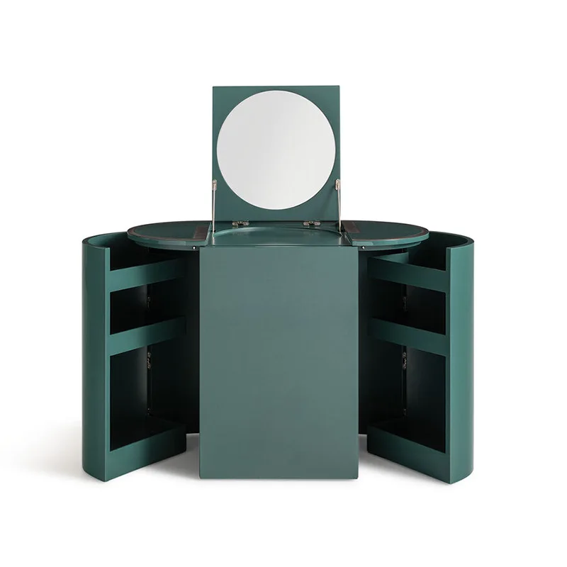 

Italian light luxury high-end wood dresser modern villa bedroom simple dressing table storage cabinet integrated with mirror