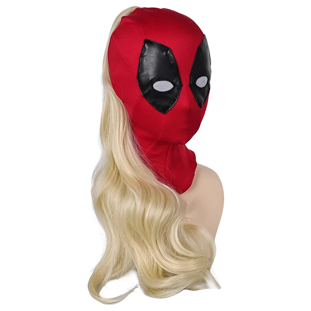 Lady Cosplay Pool Women Brown Wig Red Full Head Mask 2024 Movie Dead Cosplay Pool Costume Accessories Female Headgear Halloween