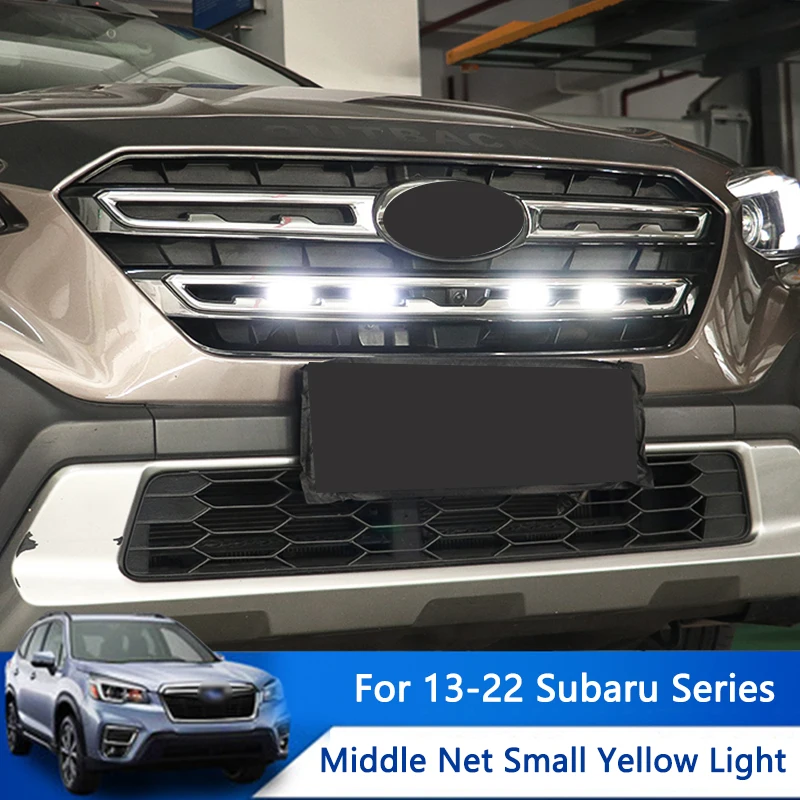 TAJIAN Car Front Grille Warning Light Center Grid Small Lamp Daytime Running Lights Fit for Subaru Series Forester XV Outback