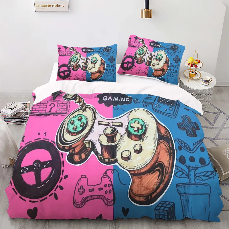 Dual Color Game Machine - Digital Printed Duvet Set - Polyester - Bedroom Decor -1 Bed cover +2 Pillowcase (no pillow core)