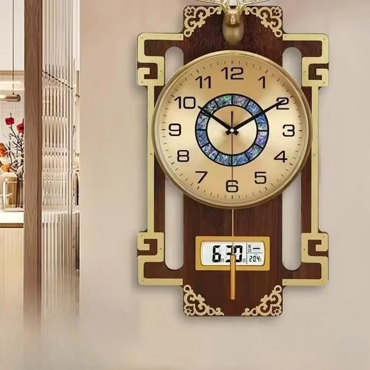 

Chinese light luxury wall clock living room clock silent fashion decoration