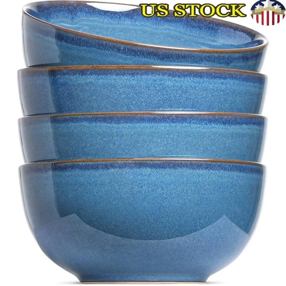 

Керамические миски для хлопьев, набор из 4 многофункциональных кухонных принадлежностей, толстая посуда, которую можно мыть в посудомоечной машине, суп, салат, фруктовая раменская лапша, посуда