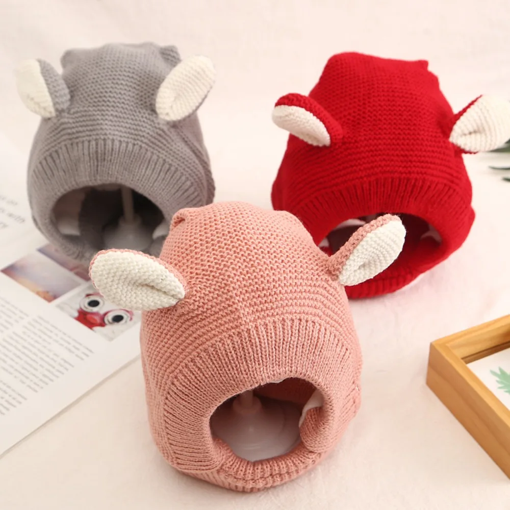 

Kids Infant Ears Knit Hats Beanie Winter Warm Girls Bonnet Pet Cap Baby Hat Thicken Hats