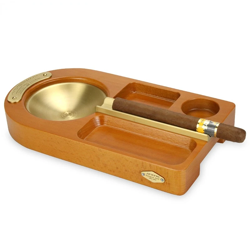 Metal Cigar Ashtray Single Slot Creative with Red Wine Glass Cigar Accessories