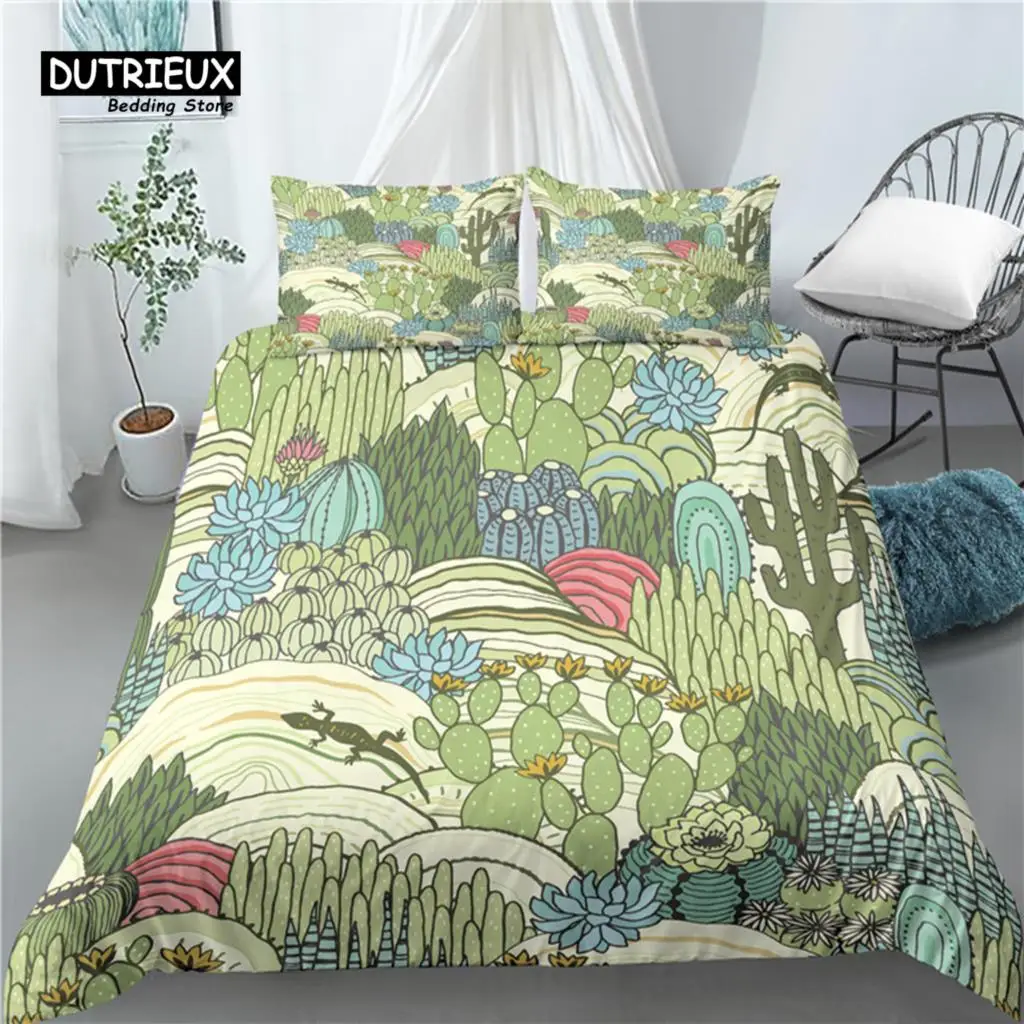 

Home Living Luxury 3D Cactus Print 2/3Pcs Comfortable Duvet Cover PillowCase Bedding Sets Queen and King EU/US/AU Size