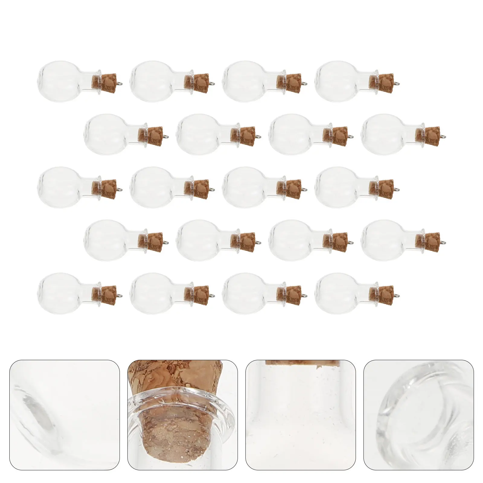 20Pcs Small Glass Wishing Bottles with Natural Cork Stoppers Clear DIY Decoration Craft Bottle for Drift Message Jar Gift Home