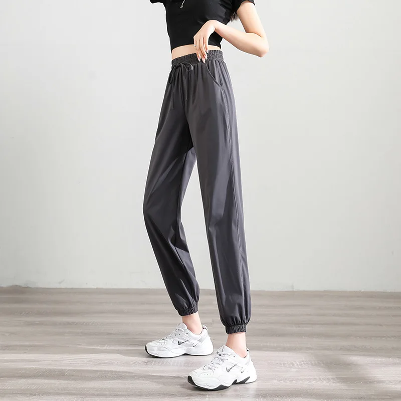 루즈핏 라지 사이즈 스포츠 팬츠 여성 여름 얇은 퀵 드라이 러닝 피트니스 팬츠 캐주얼 하이웨이스트 플러스 사이즈 3