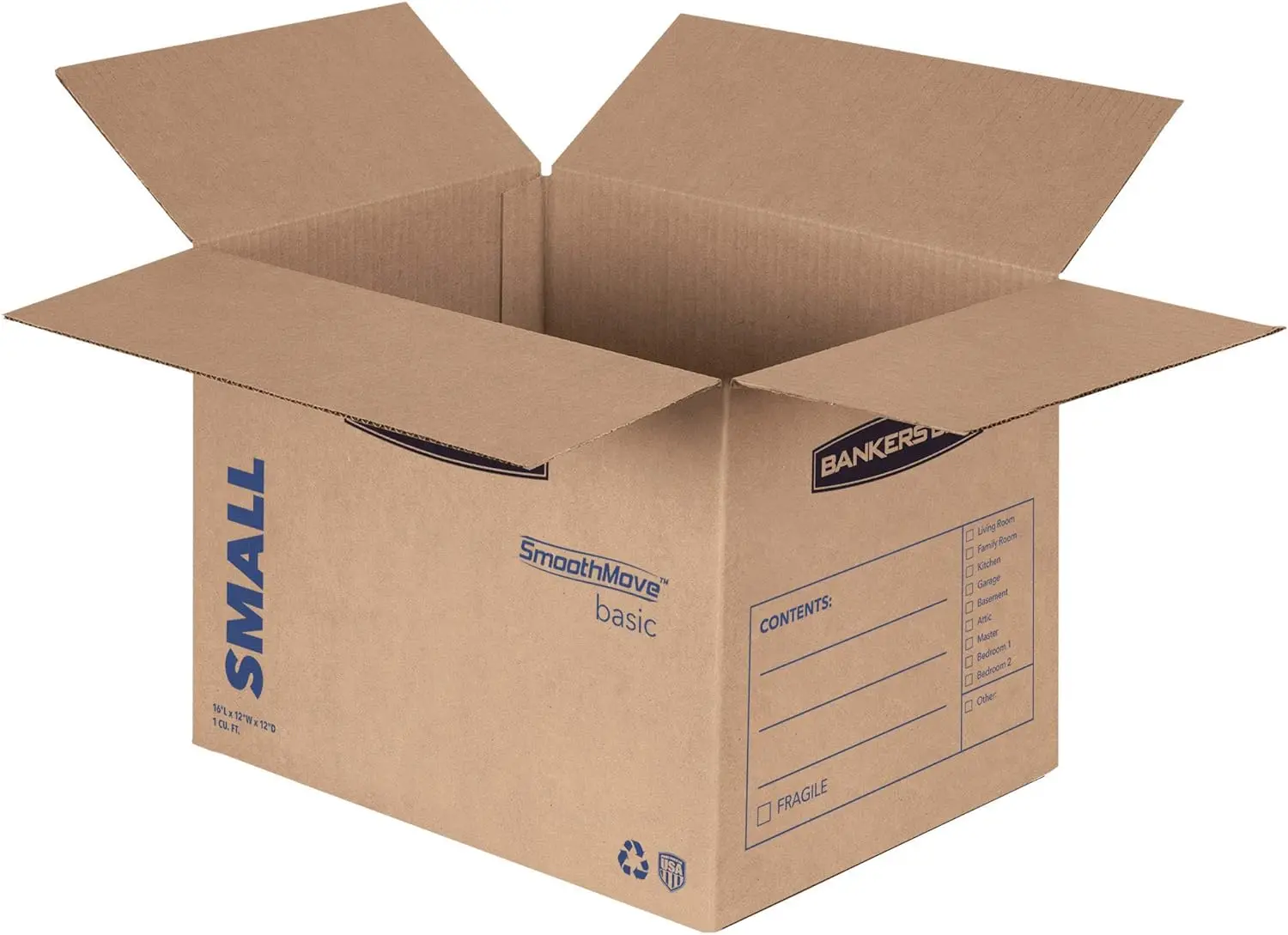 Cajas móviles pequeñas, paquete de 15, etiquetas preimpresidas, 16,5x12,25x12,675 pulgadas para una fácil organización