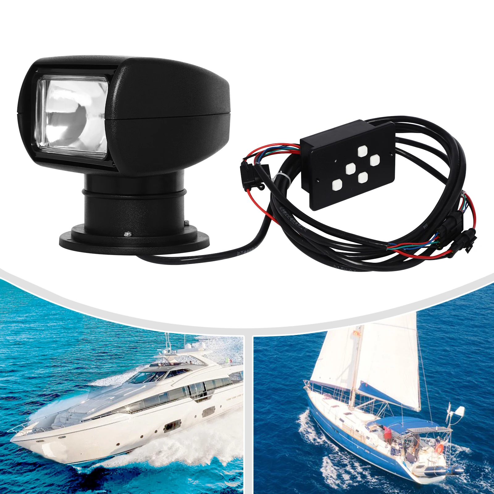 Projecteur télécommandé pour bateau 12V, 100W, rotatif, Distance d'éclairage 2624,67 pieds, pour Yachts nocturnes, bateaux de pêche