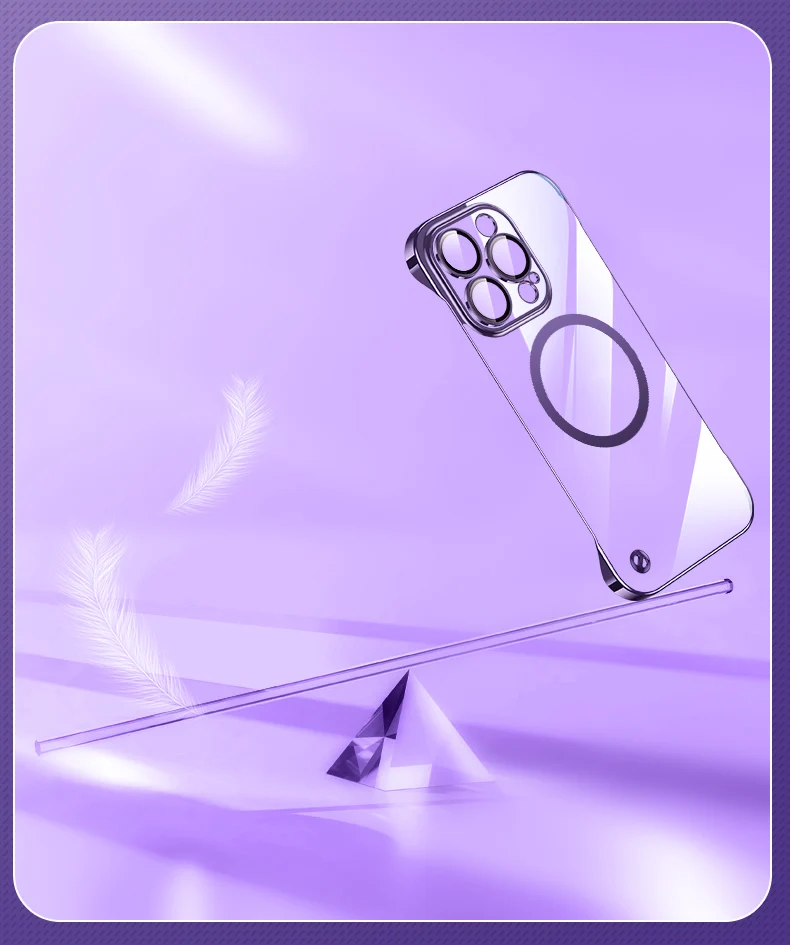 Luxuriöse, rahmenlose, magnetische Hülle mit Plating-Optik für Magsafe, dünne Schutzhülle für iPhone 16, 17, 13, 18 Pro Plus Max, kabelloses Laden, transparente, schlanke PC-Hülle – Detail 9
