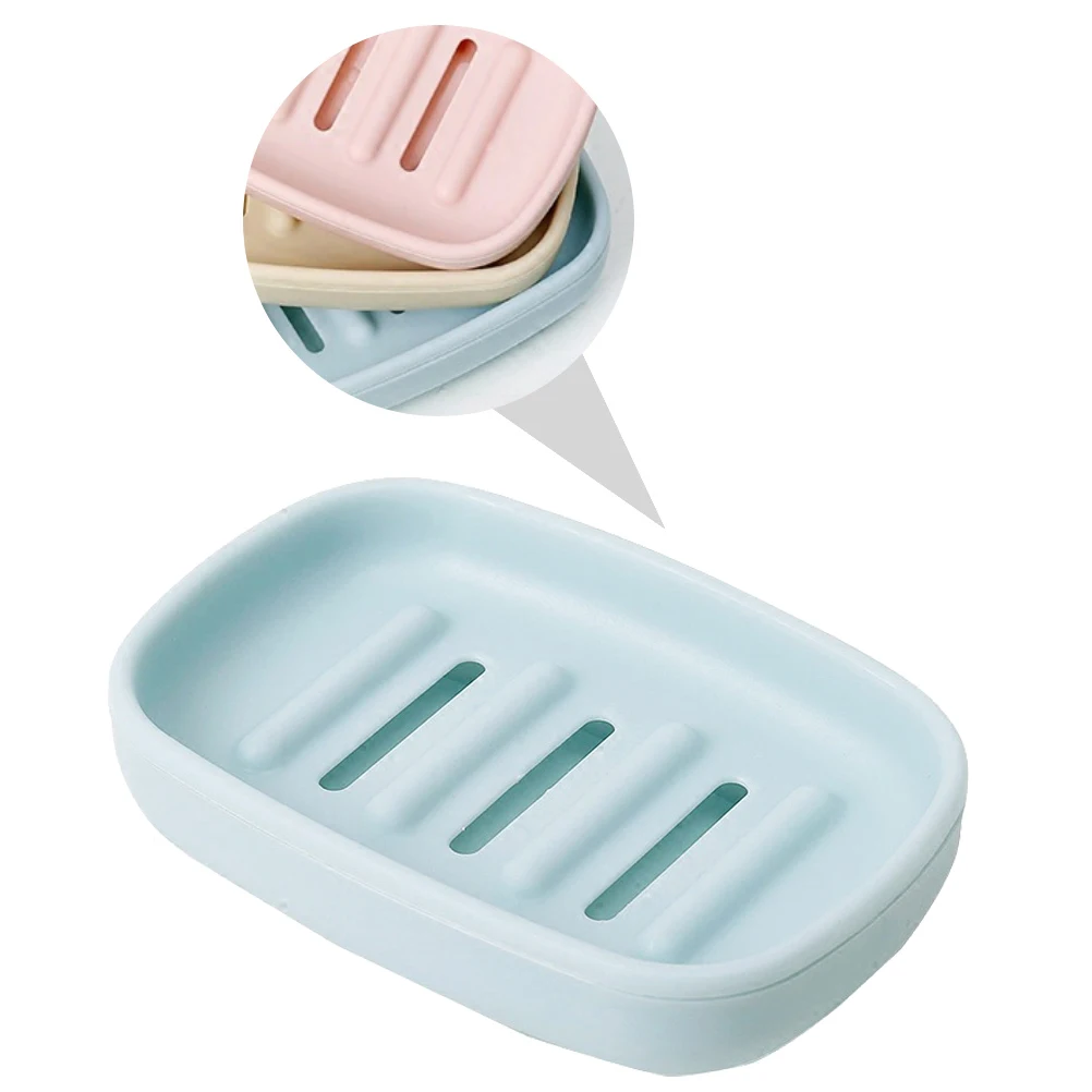 

6Pcs Plastic Soap Dish Double Layer Non Slip Draining Case Household Containers PP Material Bathroom Accessories Fresh Colors