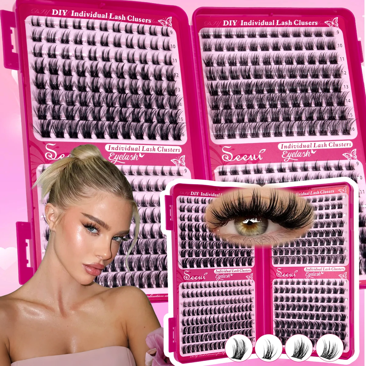 Wimpernbüschel, Wispy-Wimpernbüschel, Cluster-Wimpernverlängerungen für natürliches Volumen, DIY-Einzelwimpern mit weichem, dünnem Band, Make-up – Detail 2
