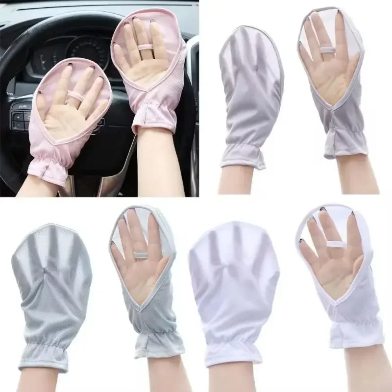 

Open-Finger Gloves With Sunscreen For Riding Light Ice Silk Uv Protective Gloves Open-Fingered Loose Sunscreen Riding Gloves