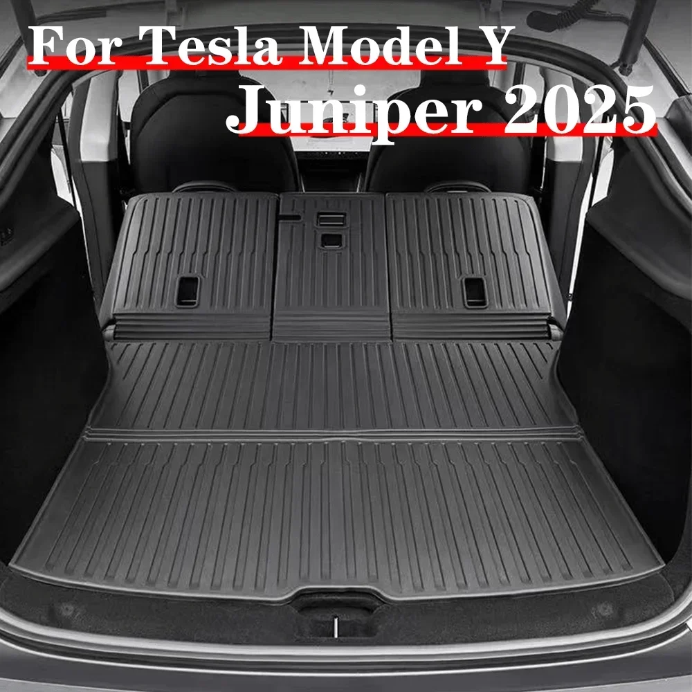 For Tesla Model Y Highland Juniper 2025 All-in-one TPE Trunk Mat Luggage Mat Four Seasons Waterproof Non-slip Design Floor Mats