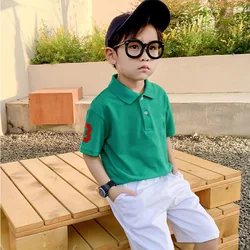 2025 New Boys Polo Shirts Cotton Kids T-shirt Children Clothing Short Sleeve Baby Boys Tops Tees 1-8T