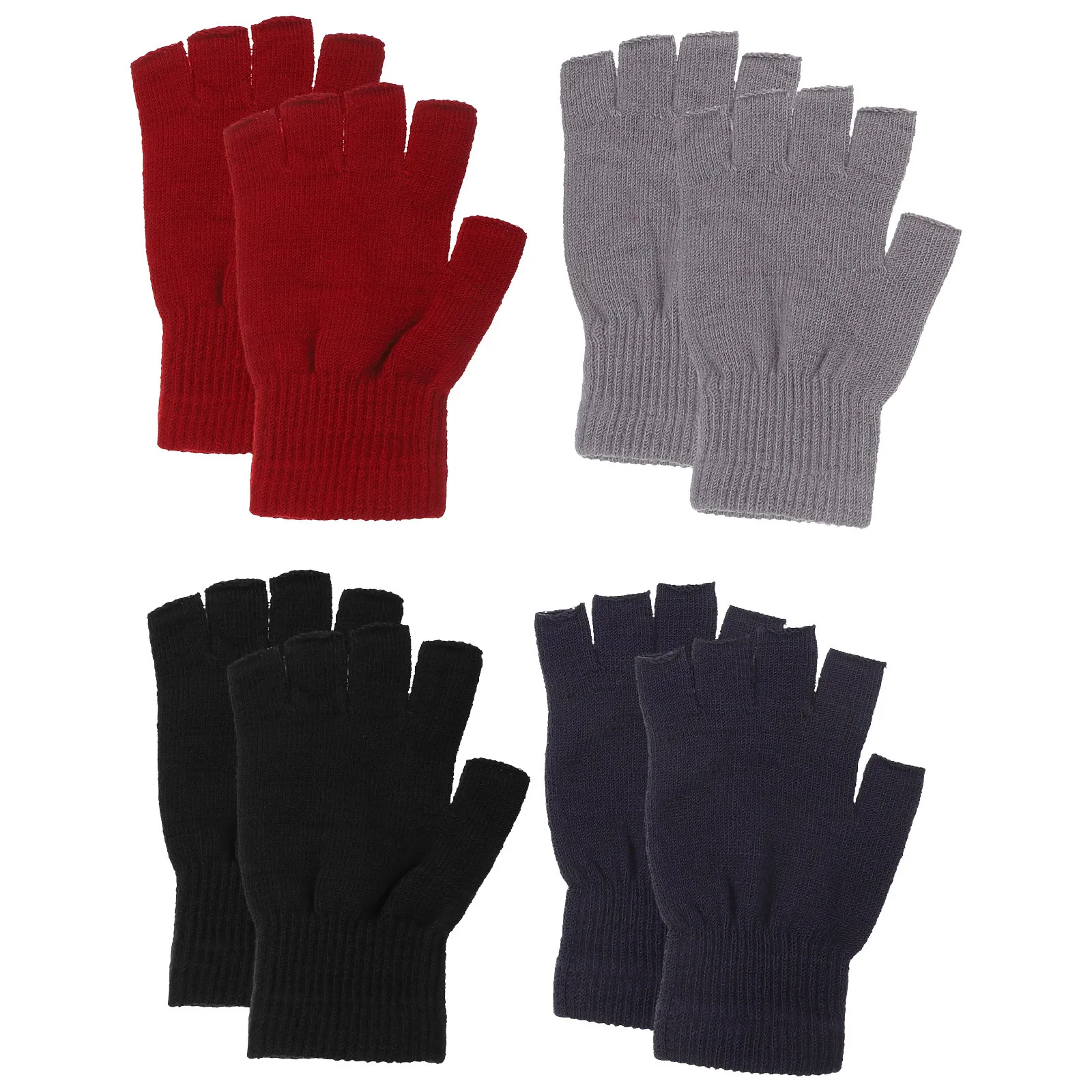 4 أزواج من القفازات النسائية الدافئة المحبوكة بدون أصابع، قفازات مريحة للشتاء والأنشطة الخارجية، قفازات دافئة للنساء