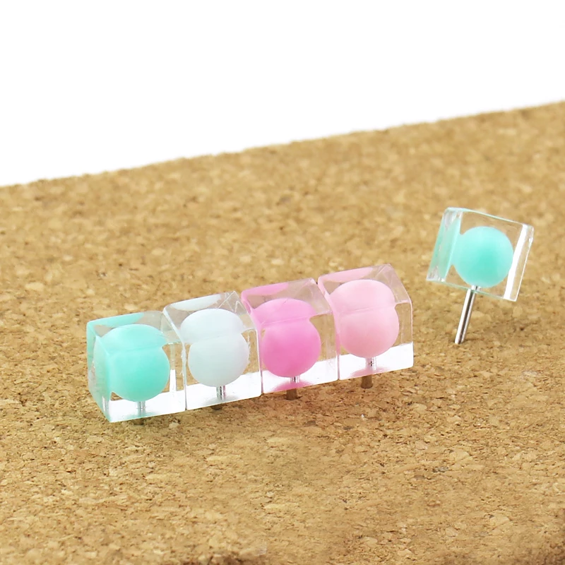 Imagem -03 - Push Pins Quadrados Transparentes Push Pins Candy Color Cork Board Pins Photo Wall Pins Bonitos Decorativos para Placa 80 Pcs