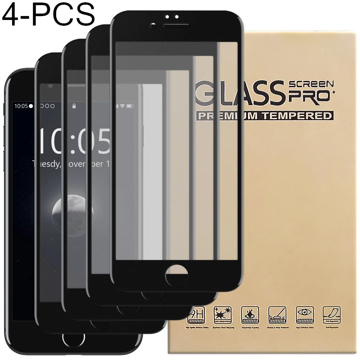 

4Packs Clear Glossy Transparent Tempered Glass Film Case Friendly Screen Protector For iPhone SE 2020/SE 2022/SE 2nd/SE 3rd