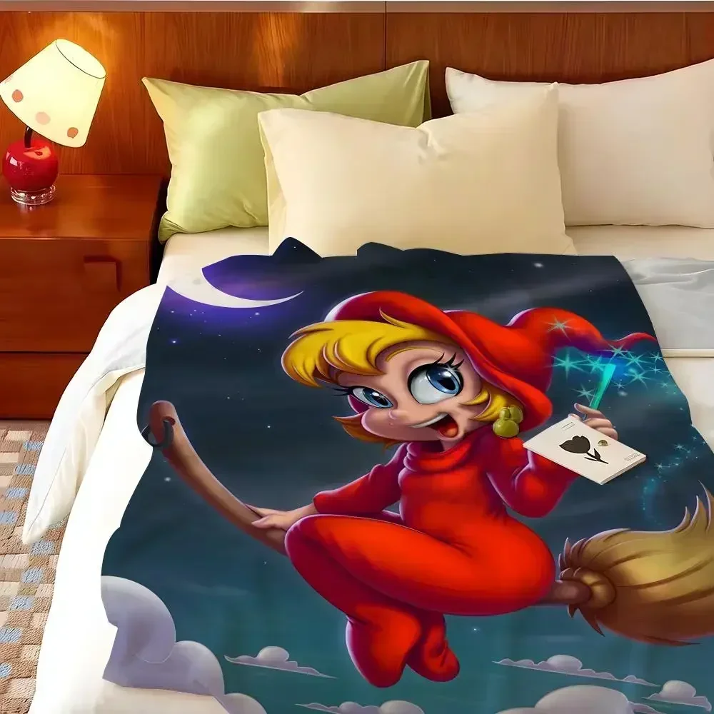 Cartoon Wendy the Good Little W-Witch Throw Flannel Throw Blanket, Lightweight Cozy, Durable Washable cute Cool