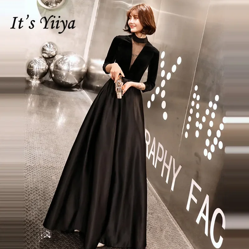 It's yiiya-vestido de noite com decote em v, vestido noturno, elegante, tamanho grande, vestido formal, 2020, zíper longo, lf091