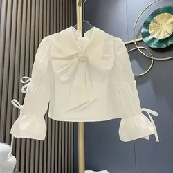 Girls Baby's Kids Blouse Coat Jacket Outwear 2024 Bow Spring Autumn Shirts Cotton Outwear Outdoor Toddler Children's Clothing