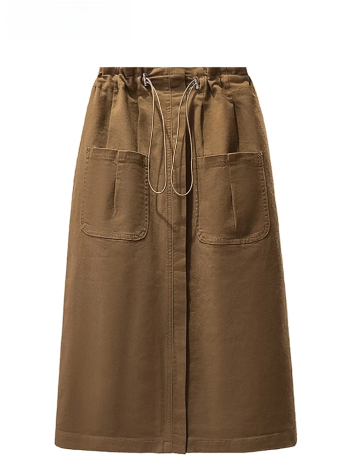 

High Waist A-Line Denim Skirt Women's Elastic f-length Skirts Korean Sle Casual Polyester Fiber Spring Season plus Size