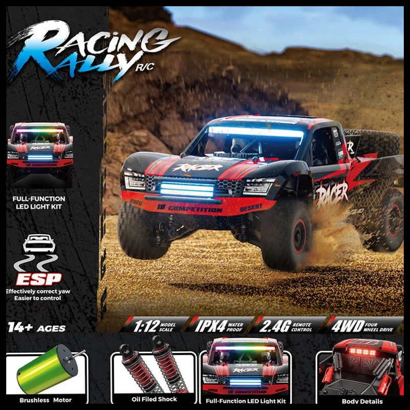 JJRC 1:12 2.4G RC ショートコーストラック 4WD 高速オフロードレーシングカー フルプロポーショナルリモートコントロール車両 おもちゃ 男の子向け