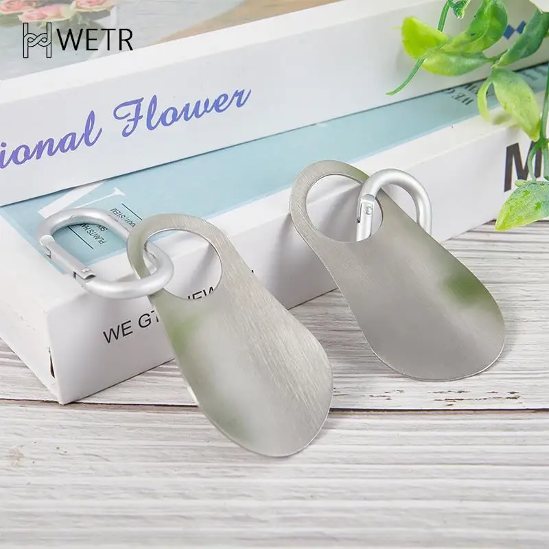 1Pc Spoon Shoehorn Professional Shoehorn 7.5cm Stainless Steel Metal Shoe Horn Shoes Lifter Tools with Carabiner